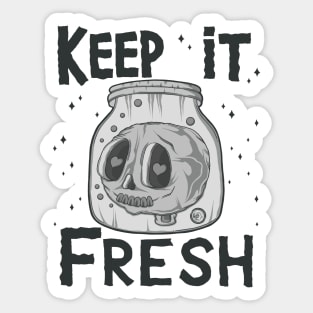 Keep It Fresh Skull Cute Creepy Skull in Jar Sticker